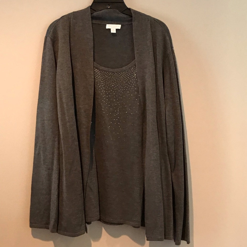 Charcoal Gray Sweater Overpiece w/ attached Top